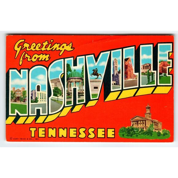 Vintage Greetings from Nashville Tennessee Chrome Postcard Curt Teich - Picture 1 of 2